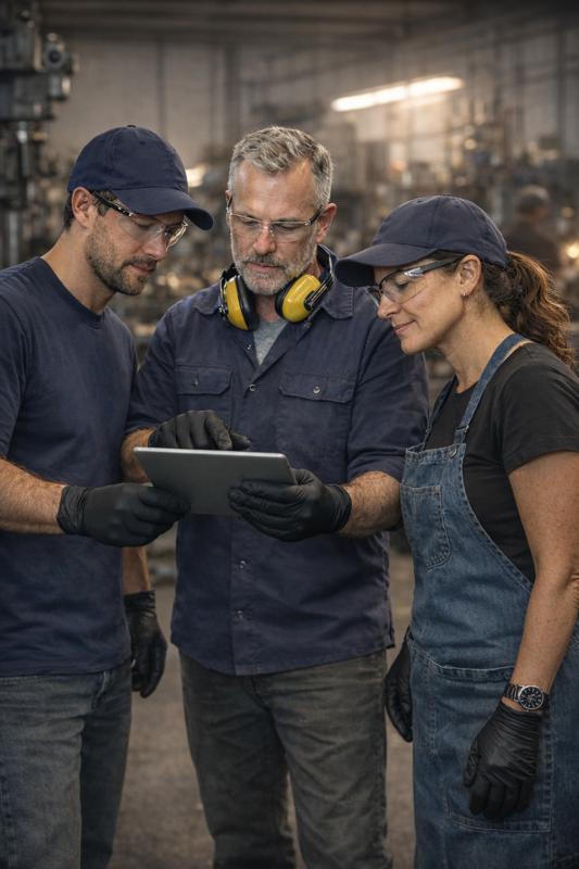 FlowKit operations dashboard showing live production queues and order status.